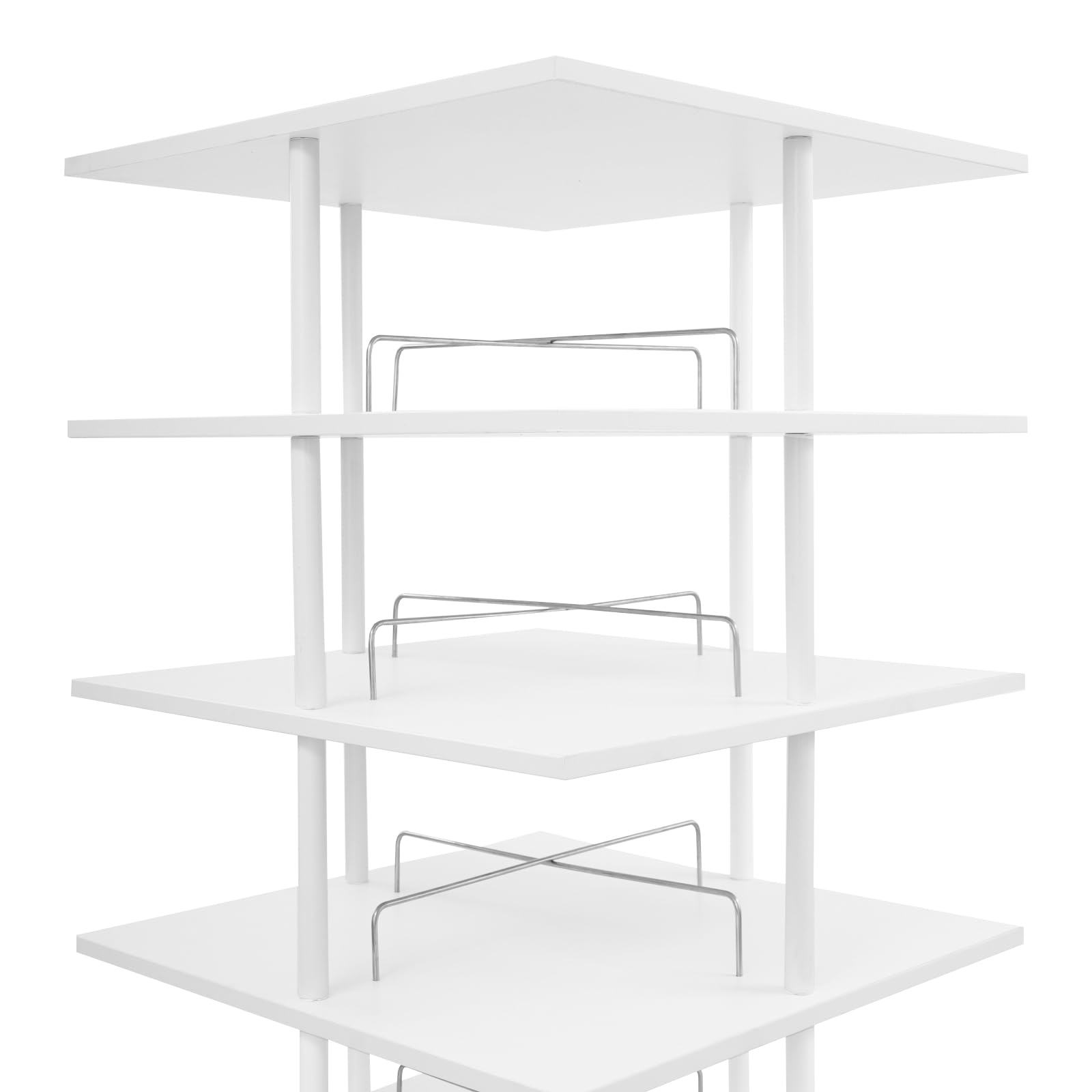 Drehbares Schschrank 6 Ebenen Schuhaufbewahrungsregal 360° drehbar Schuhständer Schuhregal Aufbewahrung weiß Karussell 57x57x155cm für Flur