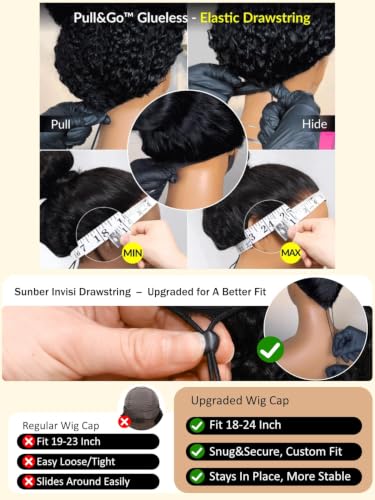 Image of Sunber 13x4 HD Lace Front Loose Wave Human Hair with Drawstring Wig 20inch