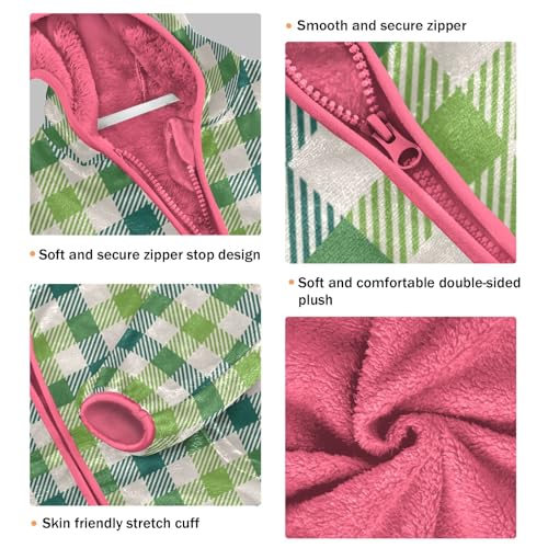 GuoChe Plaid Green White Girls Sherpa Lined3