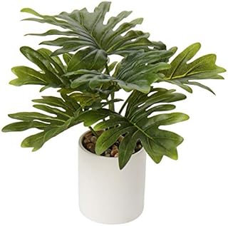 Briful 12.5" Artificial Plants Fake Plants Home Décor Tropical Faux Monstera Arrangement in Pot for Home Garden Office Desk Shower Room Decoration