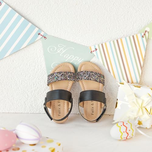 Image of Felix & Flora Toddler Girl Sandals - Little Girl Easter Dress Shoes Lightweight Open Toe Beach Holiday Flats