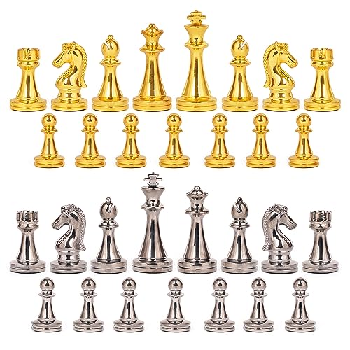 Set de Ajedrez de Metal con Tablero Mármol para Adultos miniatura 4