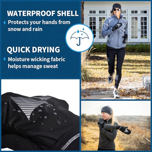 trailheads womens running gloves touchscreen fingers amp convertible waterproof mitten shell - for winter reflective warm