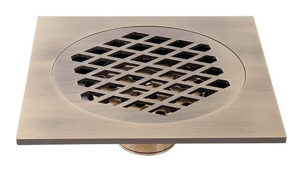 Desagüe para Suelo de Ducha Desagüe de Ducha de latón for baño con colador de Pelo, Multicolor, 6 x 6 Pulgadas(Brown)