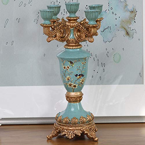 Resin Floor Standing Candlesticks 5-Arms Candlestick Holder Christmas Green Height 16.55In/42Cm Candle Holders For Tables, Vintage Candelabra #TOP4