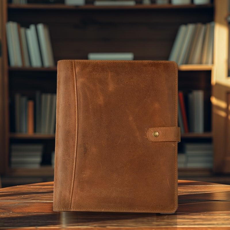 Miniatura 8 de Leather Village Organizador de cartera de cuero, padfolio profesional de negocios para hombres y mujeres, soporte para tarjetas de documentos,