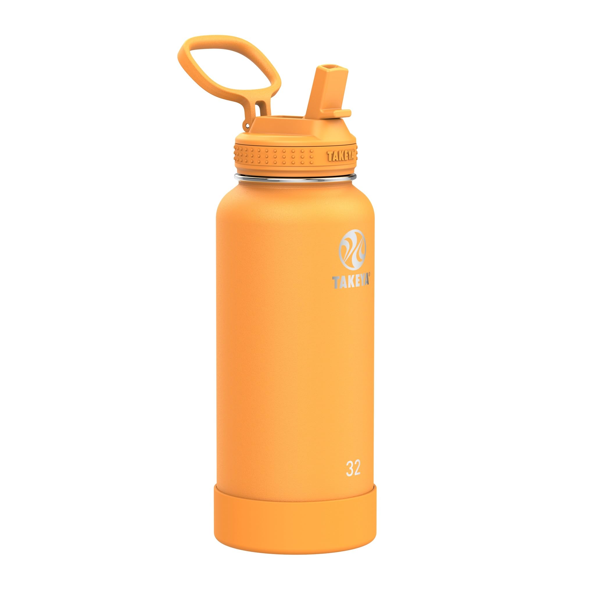 Takeya Actives Wasserflasche mit Strohhalmdeckel – langlebige und pflegeleichte Wasserflasche mit Edelstahlisolierung – BPA-freier Deckel mit Tragegriff und Strohhalm