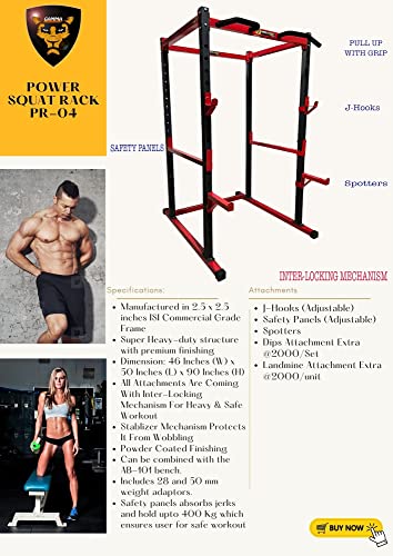 Image of Gamma Fitness Power Squat Rack PR-04 - Heavy Duty 2.5 x 2.5 inch Frame with Inter-Locking Attachment Mechanism