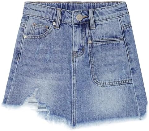 KIDSCOOL SPACE Girls Denim Skirt,Ripped Soft Raw Edge Girls Summe...