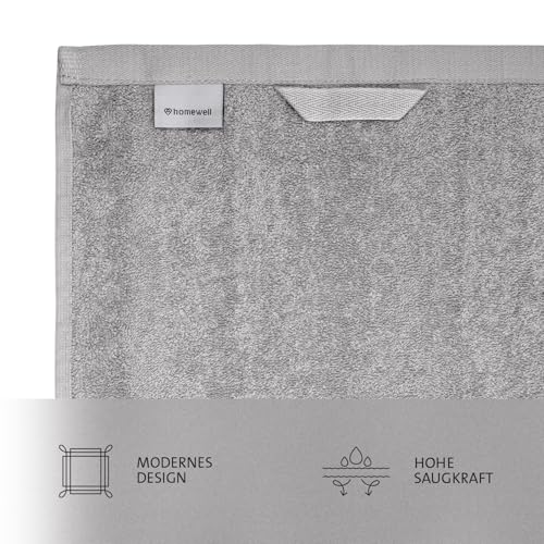 Homewell Handtücher Set - weich und saugstark, 100% Baumwolle, Oeko-Tex 100 Zertifiziert (5 Gästehandtücher 30x50 cm, Grau) – Ansicht 3
