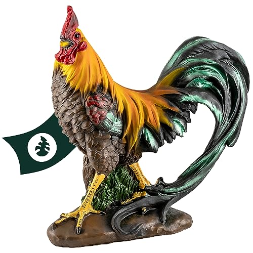 VERDOBA Garten Figur Hahn aus Kunstharz, handbemalt - Deko Hahn Dekofiguren Garten Deko Gartenfiguren für außen groß - Hühner Gartendeko Tiere