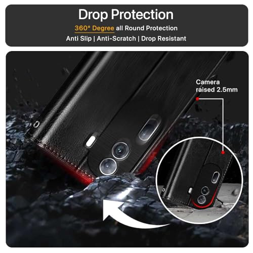 Image of WOW IMAGINE Shock Proof Flip Cover Back Case Cover for Oppo Reno 11 Pro 5G (Flexible | Leather Finish | Card Pockets Wallet & Stand | Black)