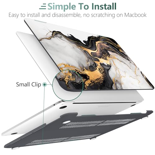 DONGKE Compatible with MacBook Pro 13 inch Case 2024 2023-2020 Release A2338 M2/M1 A2251 A2289 with Retina Display & Touch ID, Plastic Hard Shell & Keyboard Cover & Screen Film - Abstract Marble by DONGKE - Image 3