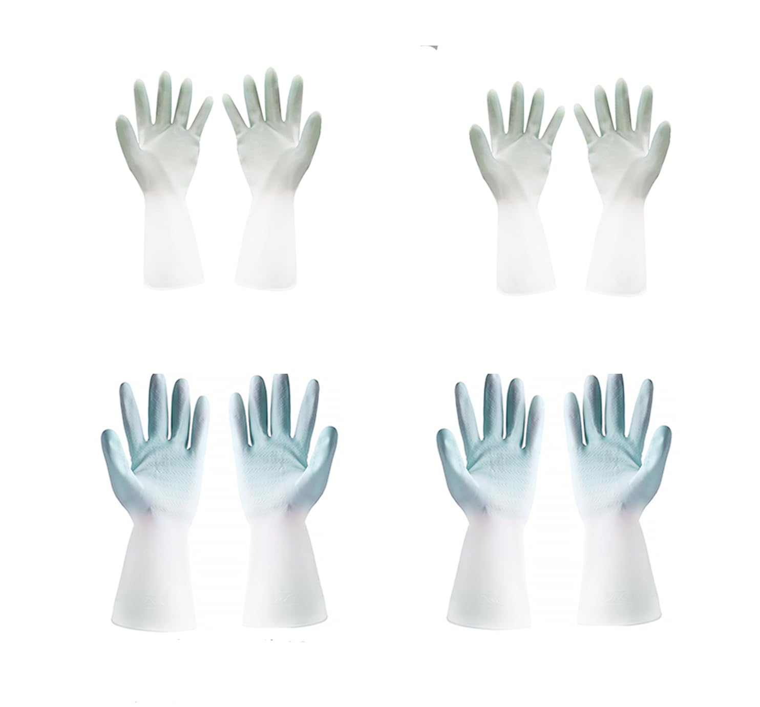 DeepCrush 4 Pairs Rubber Kitchen Dish washing Gloves,Latex Free Reusable Household Cleaning Gloves for Washing Dishes, M&L, Green