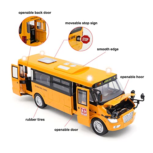 Ming You School Bus Toy for Toddlers - 9" Die-cast Pull Back Cars with Sounds Lights and Openable Doors, School Bus Toys for Kids Ages 4-8 by Ming You - Image 5