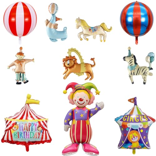 Cirque D'Aluminium XXL Ballons, Géant Ballons en Aluminium Clown Debout, Cirque des Animaux Balloon, pour Carnaval, Fête D'anniversaire, Décoration de Fête...