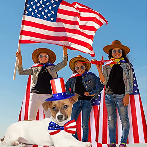 Dog Independence Day Costume Uncle Sam Top Hat And Bow Tie Collar For Large Dogs Cat Headband 4Th July Doggie Clothes Supplies Pet Hat American Flag Bowtie Patriotic Accessories (American Flag Style) #TOP7