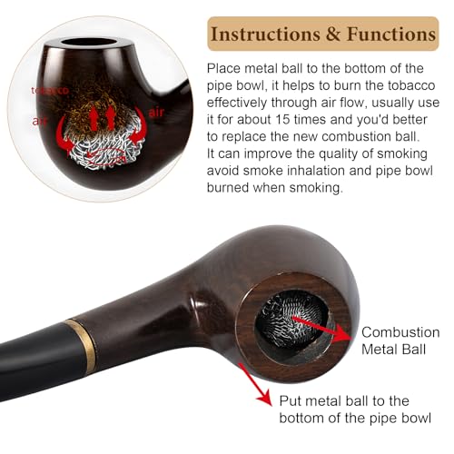 Joyoldelf Tobacco Pipe Set, Handmade Ebony Wood Pipe, Smoking Pipe Kit with Scraper, 9mm Filter and Pipe Cleaners, Perfect Beginner Pipe Kit for Smoking with Complete Accessories and Gift Box - Image 5