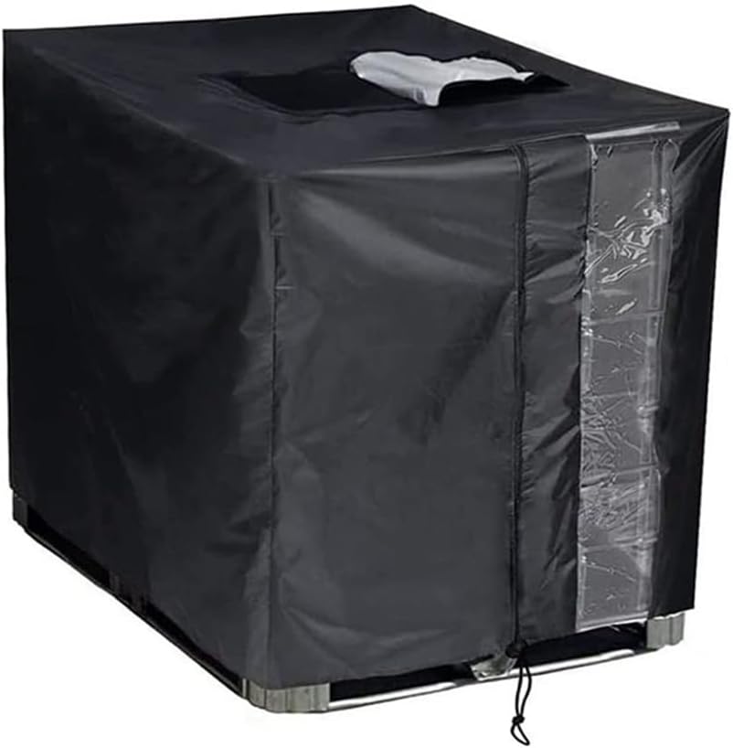 1000L IBC Water Tank Cover 420D Oxford Cloth Waterproof Protective Cover for Outdoor Water Barrel Size 100*120*116cm Black