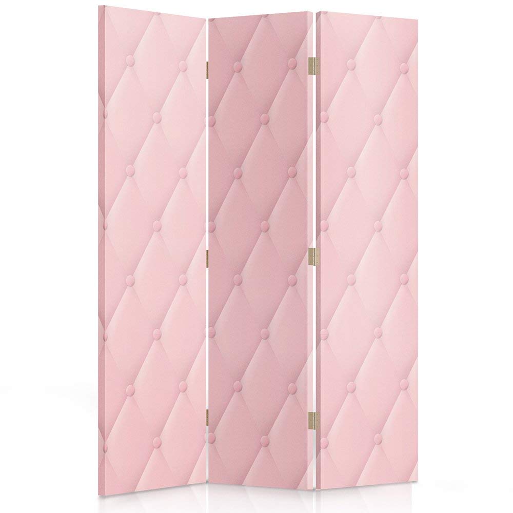 Feeby Paravent Capitonné 3 Panneaux 110x150 cm Une Seule Côté Cloison de séparation Écran Pliant Foto Paravent Interieur Décoratif Mur Espagnol Impression sur Toile Chambre d'enfant Salon Bureau Rose