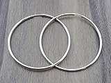 Hoop Earrings 70 mm Sterling Silver 925 Pair Sleeping Endless Wire Plain Round Handmade Jewelry