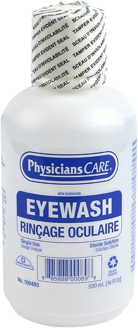 First Aid Central 100485 PhysiciansCare Solution de lavage des yeux d'urgence, fabriquée au Canada, 16 Bouteille d'Oz