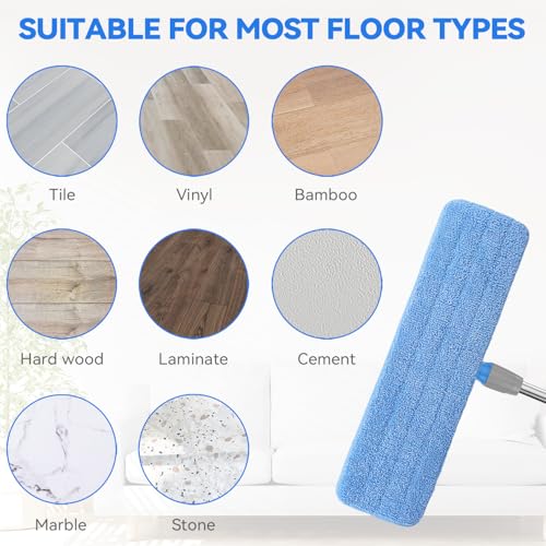 Image of Microfiber Mop Pad for Rubbermaid Commercial 20 Inch Mop Head - 8 Pack Wet & Dry Commercial Cleaning Refills Reusable Mop Refills Fit for Any Microfiber Flat Mop System 18 inch to 21 inch