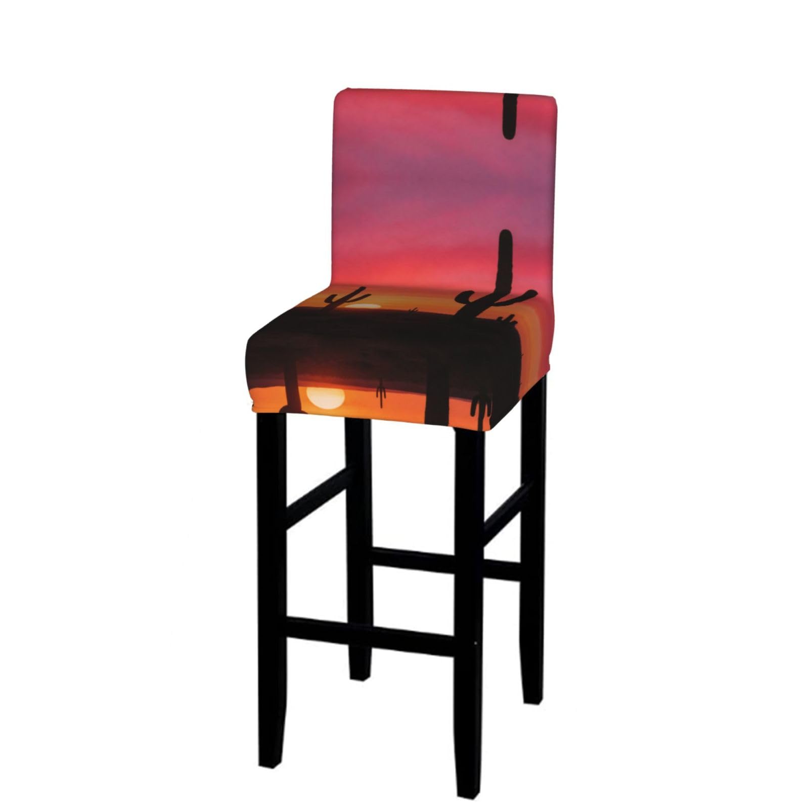CNTDBU Desert Cactus Silhouette Bar Stool Cover-Stretchy Chair Slipcover for Kitchen