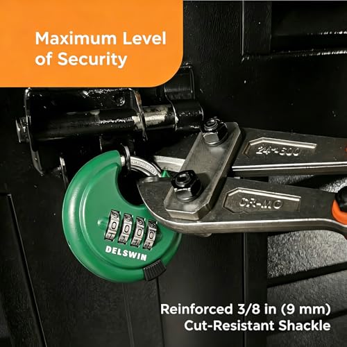 Image of 4 Digit Combination Disc Padlock with Hardened Steel Shackle Silver Lock for Sheds, Storage Unit, Gym and Fence (Green 1Pcs)