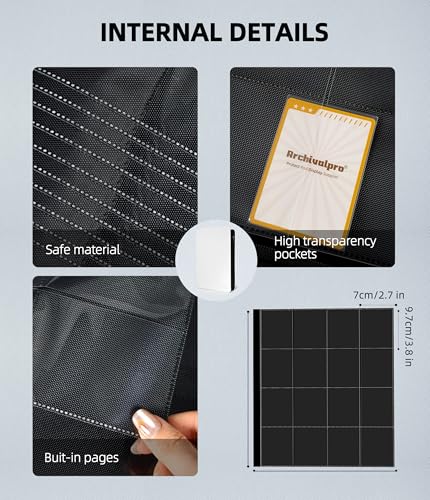 Image of Premium 16 Pocket Card Binder, Holds 1024 Cards for MTG TCG Sports Game Cards(White,16 Pocket) | Large-capacity side-loading binder with zipper. No-ring design holds 1024 cards in clear pockets.