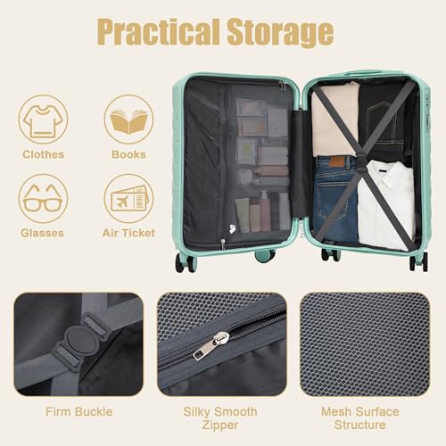 Image of 20 Inch ABS Hard Shell Travel Checked Luggage With Combination Lock, Blue
