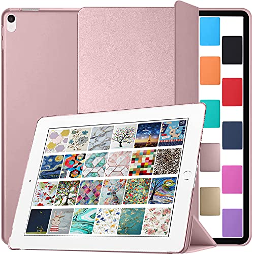 Image of DuraSafe Cases for iPad 10.5 Inch 2017 Air 3 2019 [ PRO 10.5 Air 3rd Gen ] A1701 A2152 A2123 MUUL2HN /A MUUK2HN /A MUUJ2HN /A MQDX2HN /A MQDY2HN /AiPad Cover with Translucent Frosted Hard Back - Rose Gold