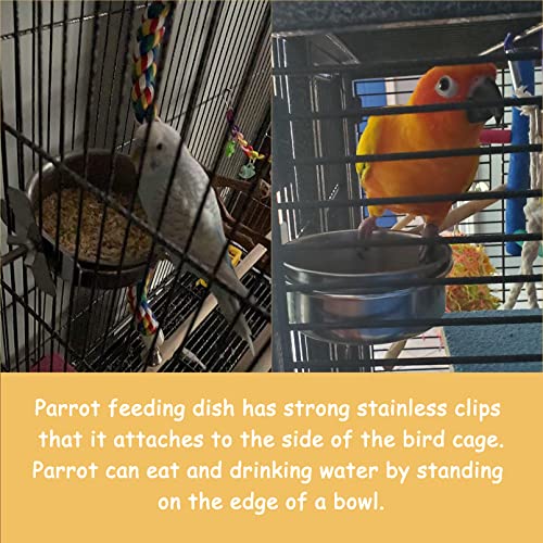 image for kathson Stainless Steel Bowls for Birds,4 Pcs Parrot Feeder Dish Cups,