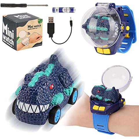 Aytop Mini Watch Remote Control Car Toys, USB Charging Cartoon RC Small Car Electric Wrist Racing Car Tank Model Toy Children Interactive Game Toys Cartoon RC Small Car Gift (blue) Cover