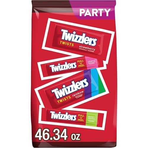 TWIZZLERS Assorted Flavored Licorice Style, Candy Bulk Party Pack, 46.34