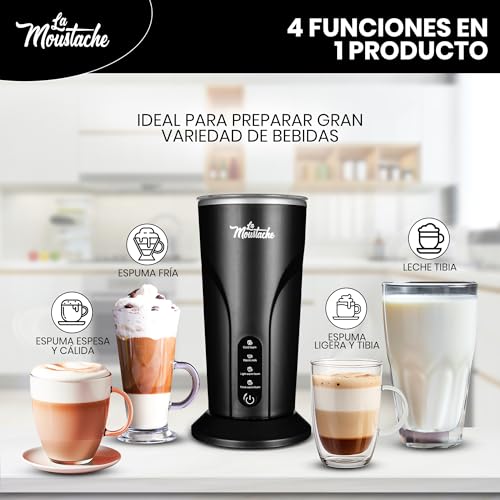 Miniatura 3 de La Moustache - Espumador Y Calentador De Leche Eléctrico 4 En 1 Espuma Tibia Fría, Espesa Fina 300 Ml - 500w Automático Y Silencioso Para Café Latte, Cappuccino, Macchiato Epic Foam Shaker