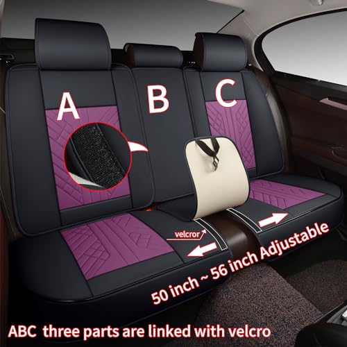 Image of GXT Bench Seat Cover, Premium Faux Leather Bench Seat Covers for Trucks - Universal Fit for Most Sedans SUV Pick-up Truck, Durable for Long Lasting Protection(Black and Purple)