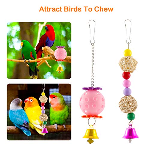 E-More Bird Papegaaienspeelgoed Set 12 stuks Vogelspeelgoed Papegaai Schommelspeelgoed Kauwspeelgoed Kleurrijke hangende… - Afbeelding 5
