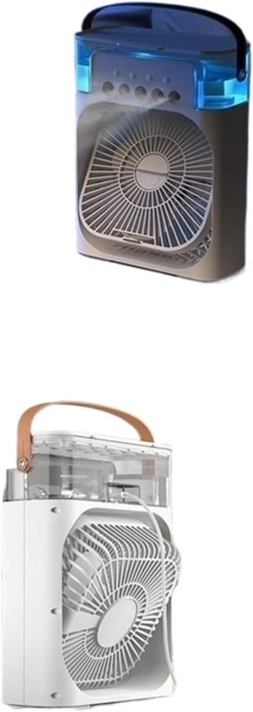 Portable Humidifier Fan Air Conditioners USB Electric Fan Night Light Mist Fun 3 In 1 Air Cooler Desktop Spray Fan(Black)