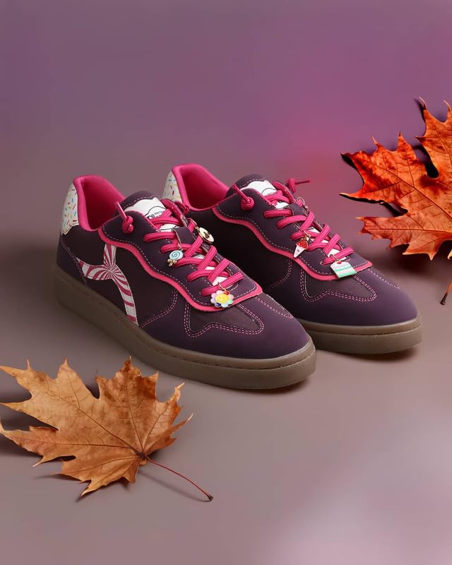 Image of Bacca Bucci Sugar Rush Women's Casual Sneakers | Lace-Up Low-Top | Mesh & Synthetic Upper | Playful Lace Charms | Grippy Rubber Cupsole | Walking