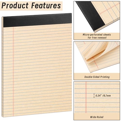 Oleitodh Legal Pads 8.5" x 11" Writing Pad Note Pads for Office, 30 Sheets Notepad & Memo Pad, Paper Pads College Ruled, 8.5 x 11 Notepads for Work, Professional Notepads for Office, Home, School — view 3