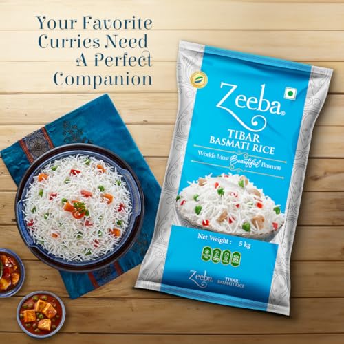 Image of Zeeba Tibar Basmati Rice 5 Kg, Perfect for Daily Home Cooking (Cooked length upto 18mm*) (Pack of 2)
