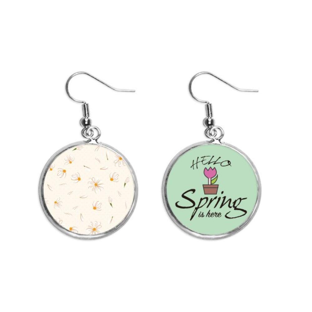 Pendientes de flores blancas con pétalos de pera colgantes para mujer 5