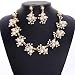 HongHu Fashion Pearl Crystal Rhinestone Statement Bib Pendant Necklace & Earring Set