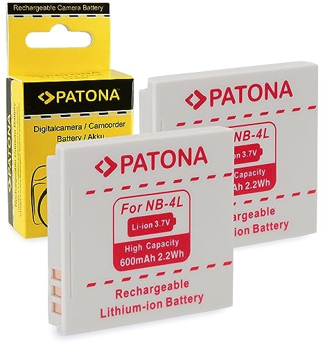 PATONA 2x Batteria NB-4L Compatibile con Canon