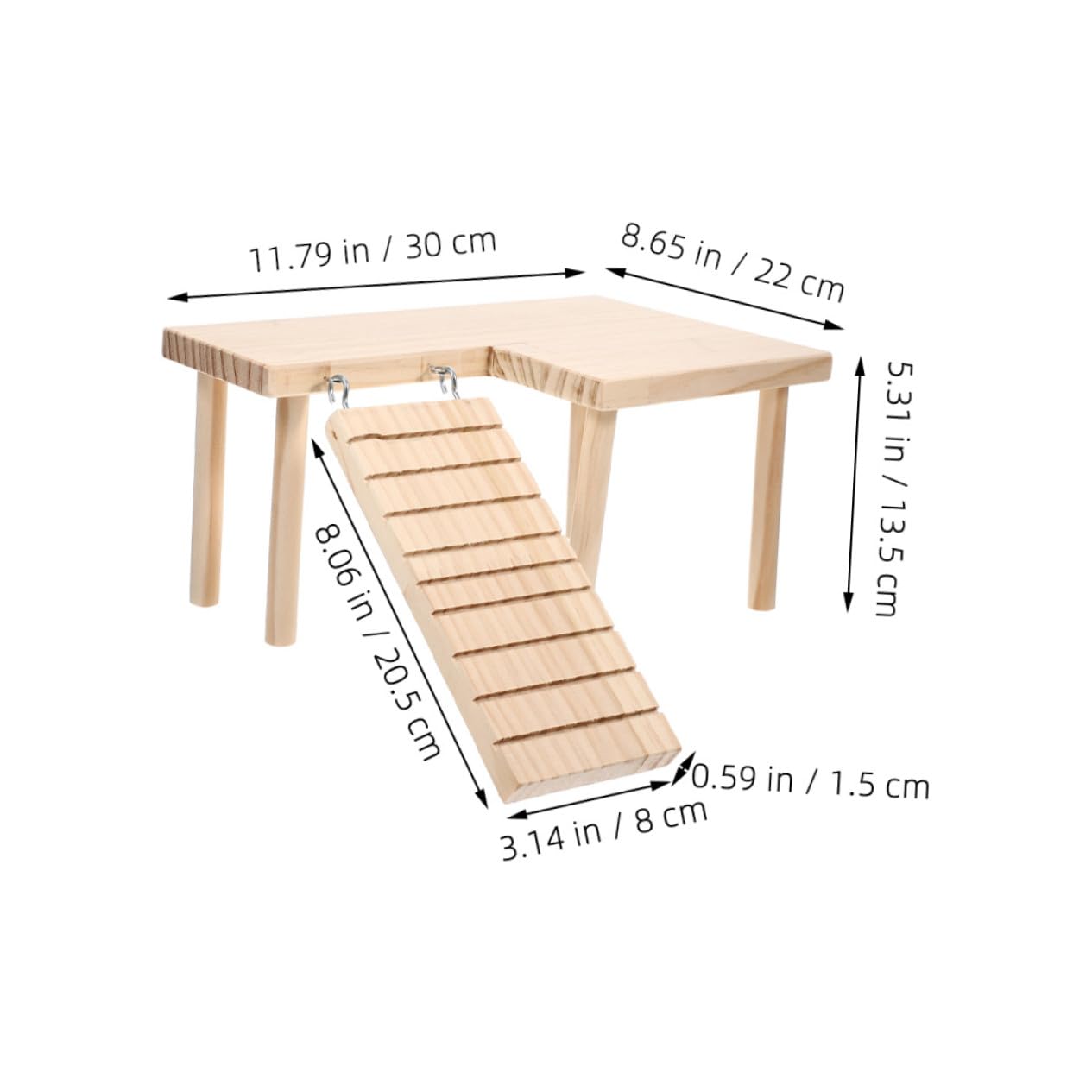 Plataforma para Hámster Grande con Escalera Interior Juguete de Escalada y Descanso para Jaulas de Cobayas y Pequeños Roedores