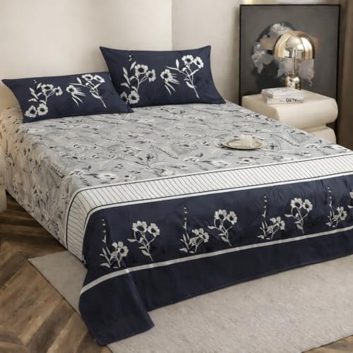 Image of Amazon Brand - Umi Double Bedsheet 90x100 Inches with 2 Pillow Covers | Brushed Microfiber Cotton | 144 TC Premium Bed Linen | Comfortable & Durable Bedding for Bedroom (Blue;Grey, Double)