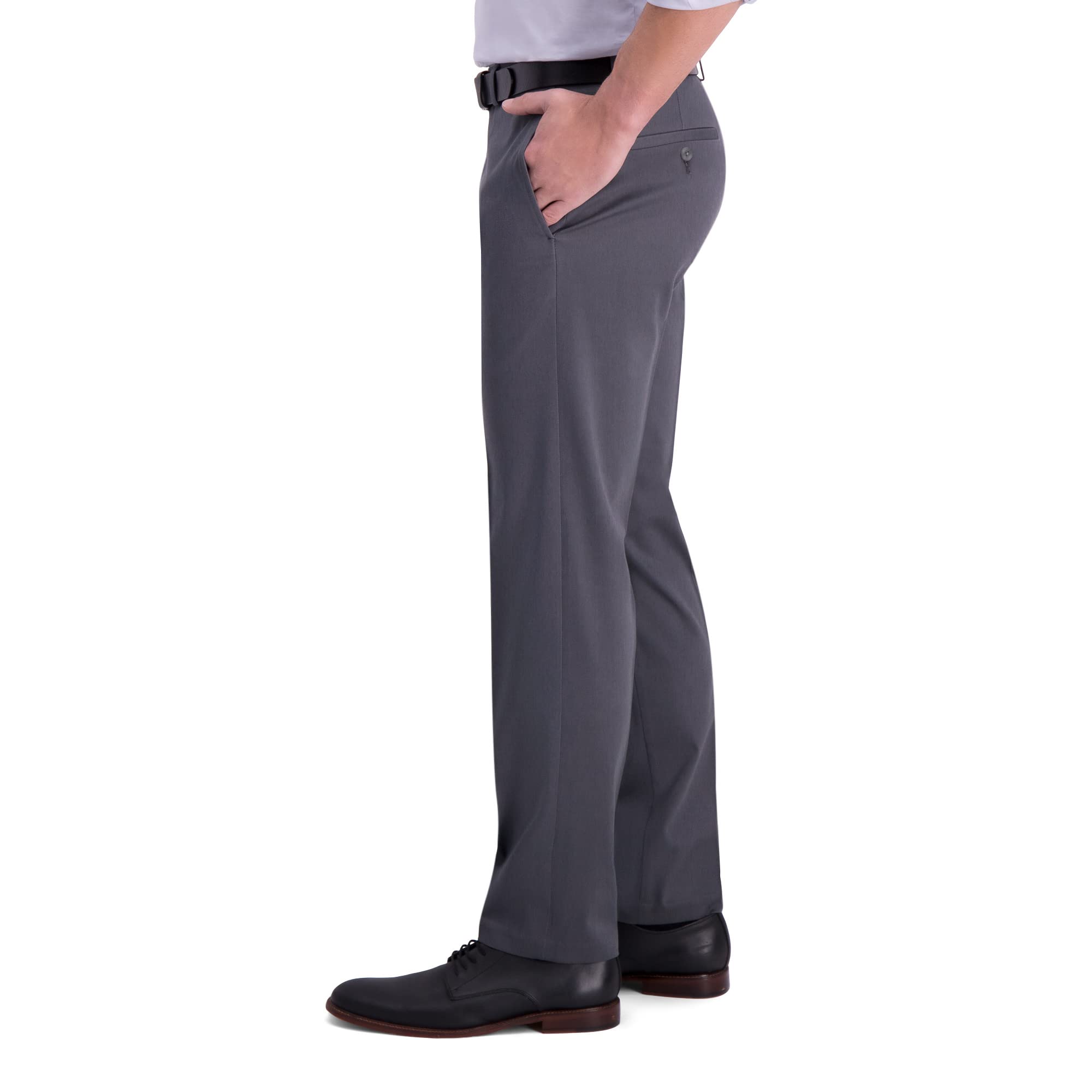 Haggar Khaki Straight Fit Flat Front Flex Waistband Casual Pant - Nieformalne spodnie Mężczyźni