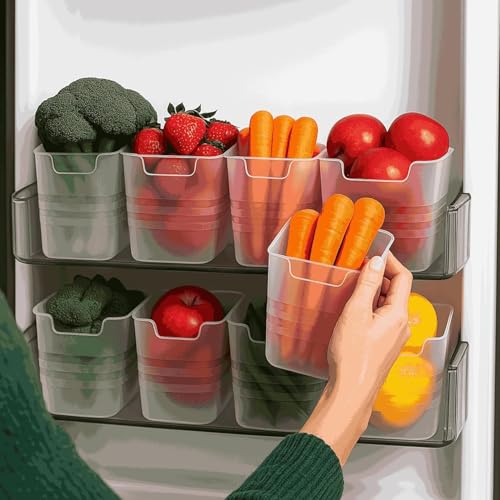 Image of fridge storage boxes multipurpose containers for storage Space-saving Refrigerator Side Door Organizer for fridge kitchen Fruits, Vegetables Storage Containers- transparent (6)