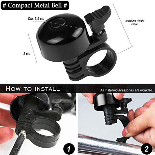 Centerz Bike Rear Seat Cushion With Safety Backrest + Backseat Armrest Handrail + Foldable Hidden Bicycle Footrests + Handlebar Bell (Universal Cycling Kit With Installing Repairing Tools Set), Black #TOP4